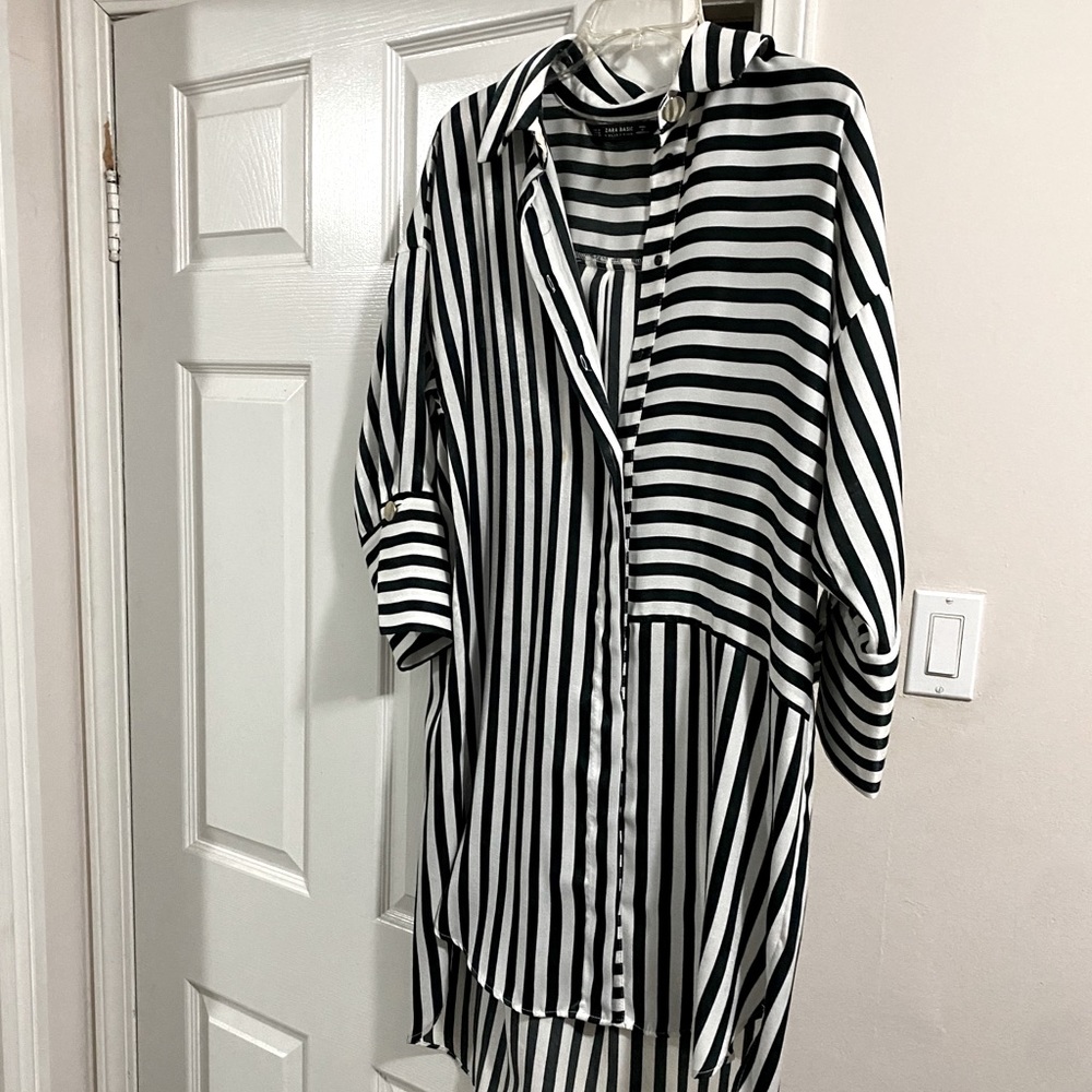 Zara satin shirt dress M